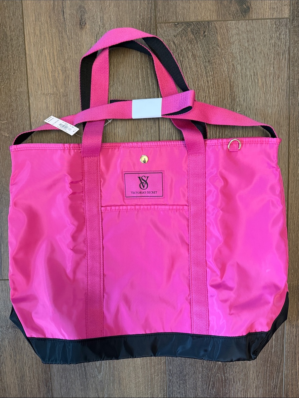 Newest bag from Victoria's Secret Bright Pink Nylon Tote with Black Trim